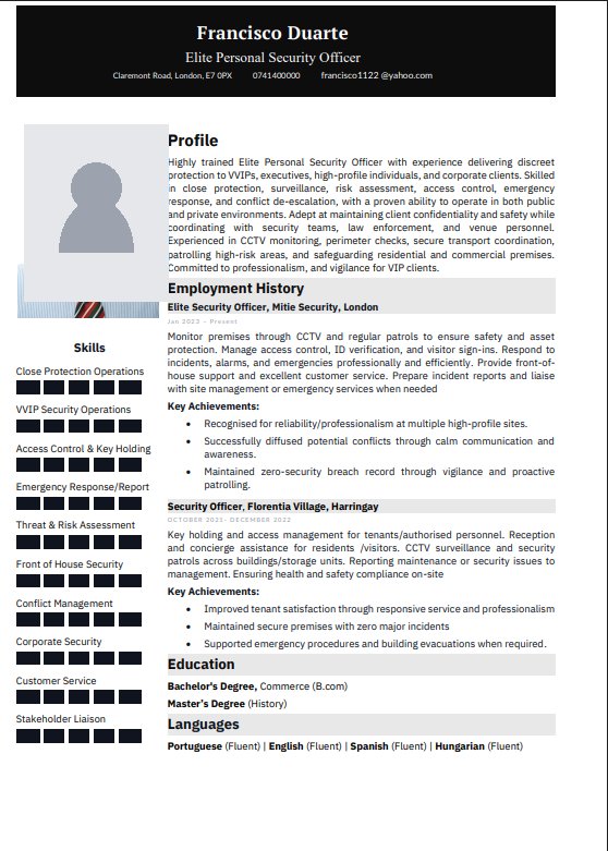 Skills-First CV format example